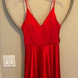 Red silk long dress